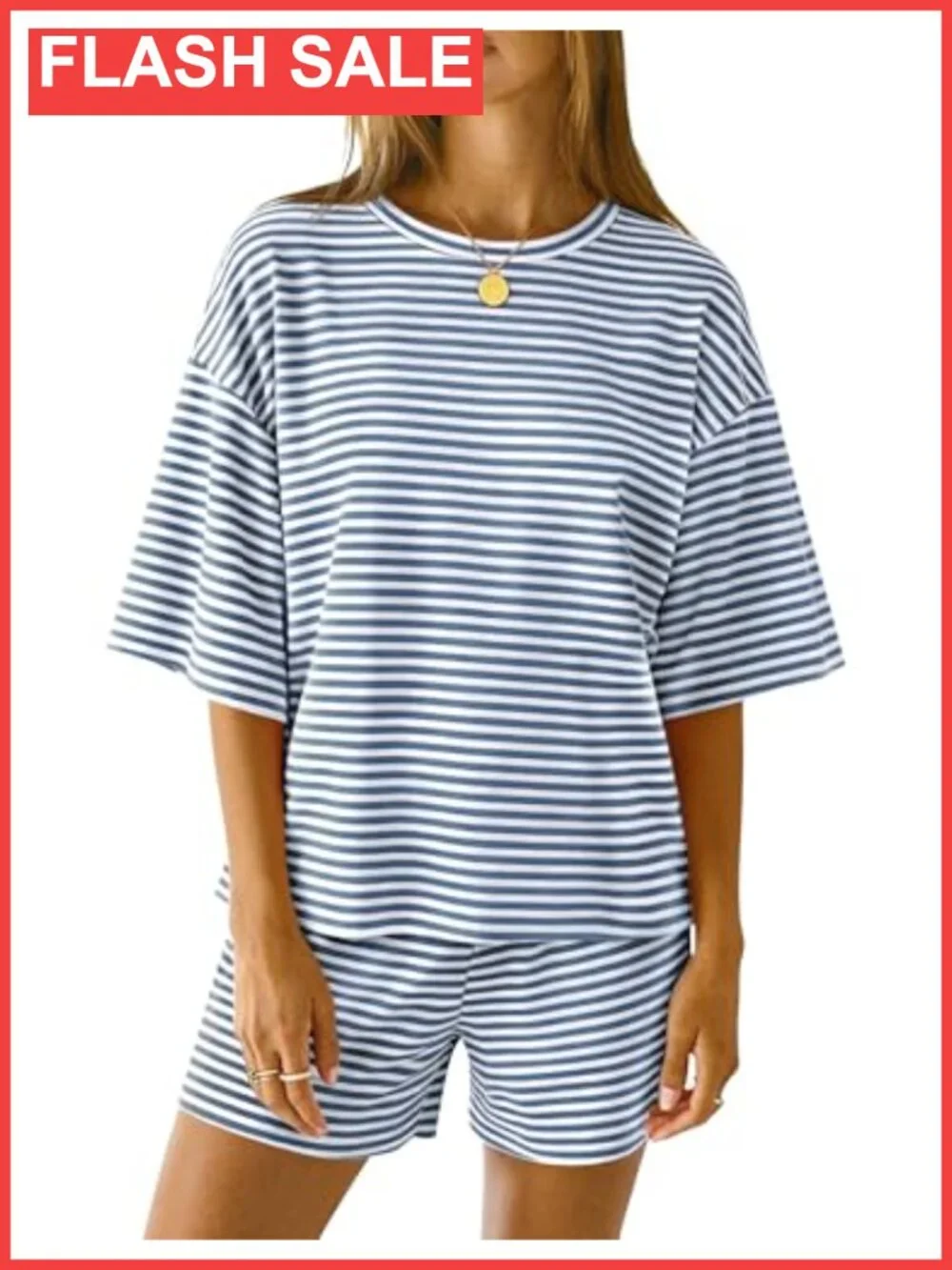 3/4 Sleeve Pajama Set with Elastic Waist Pocket Shorts